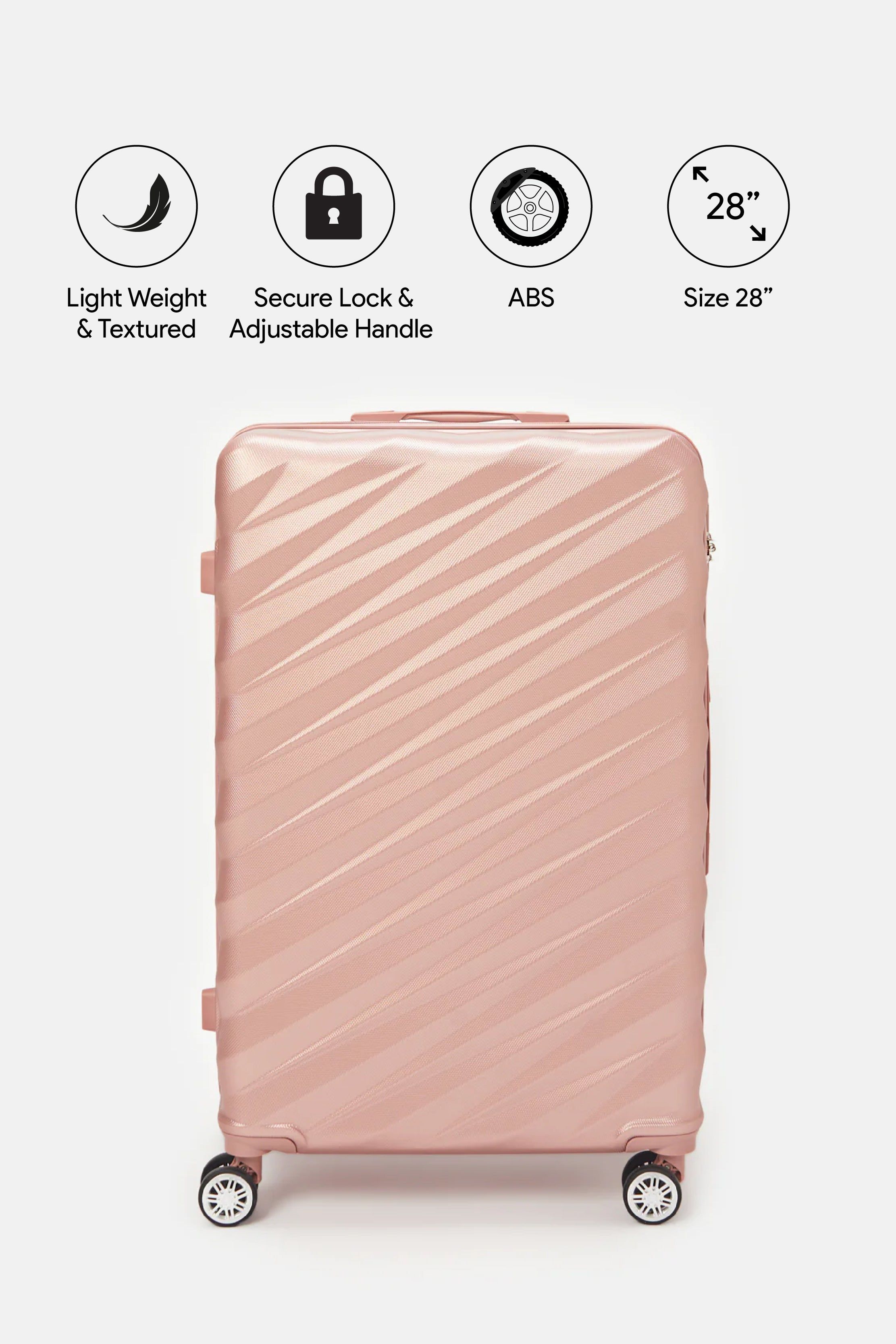 Pink Textured Trolley Luggage (28 Inch) sold by Redtag