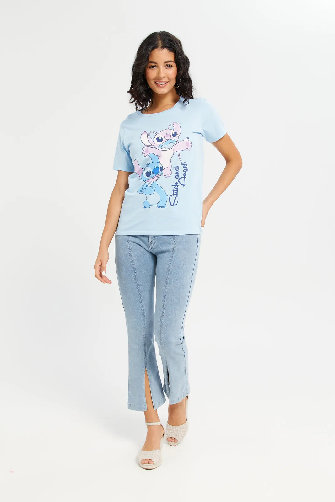Women Blue Stitch Printed T-Shirt sold by Redtag product image thumbnail 2