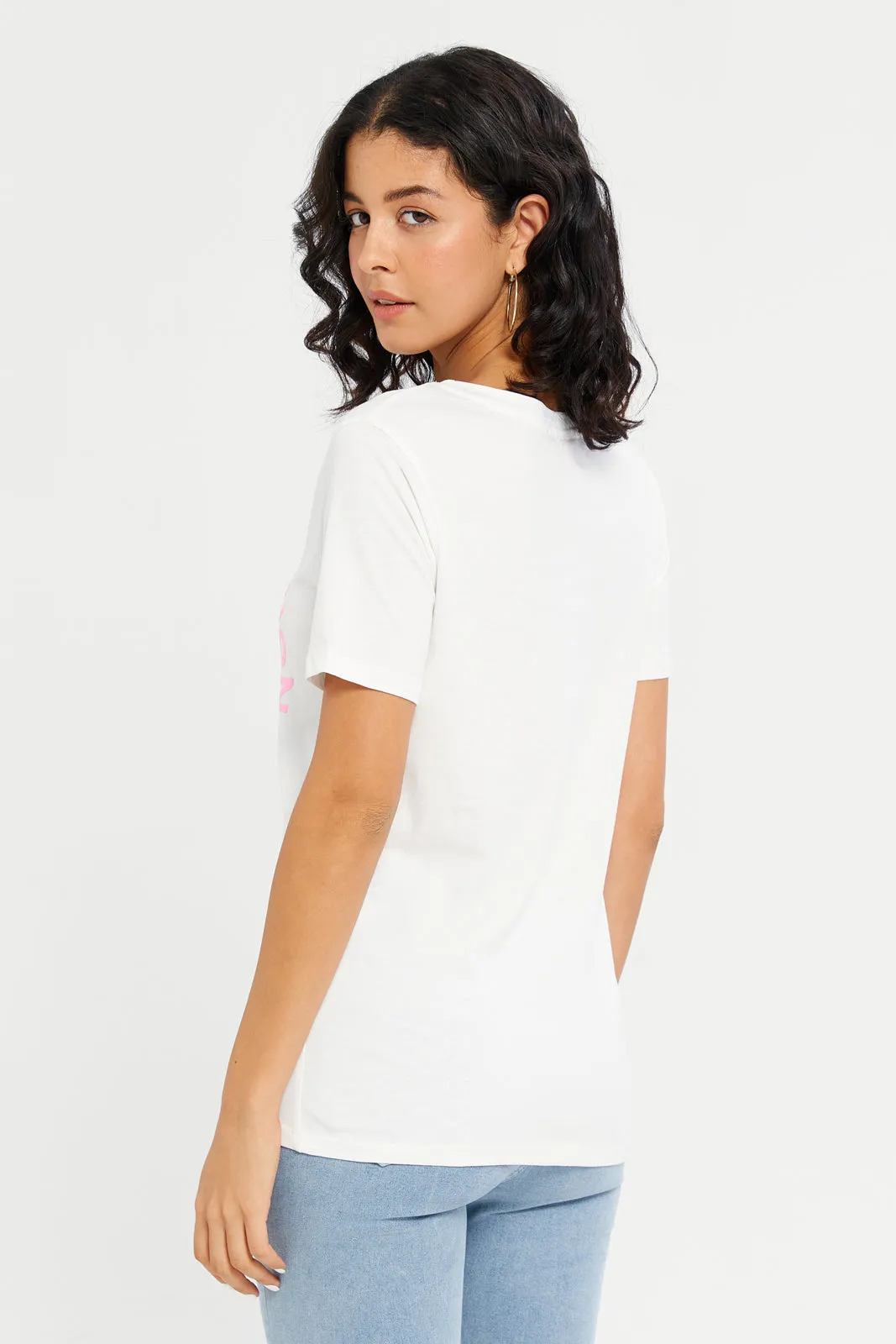 Women White Barbie Printed T-Shirt sold by Redtag product image thumbnail 3