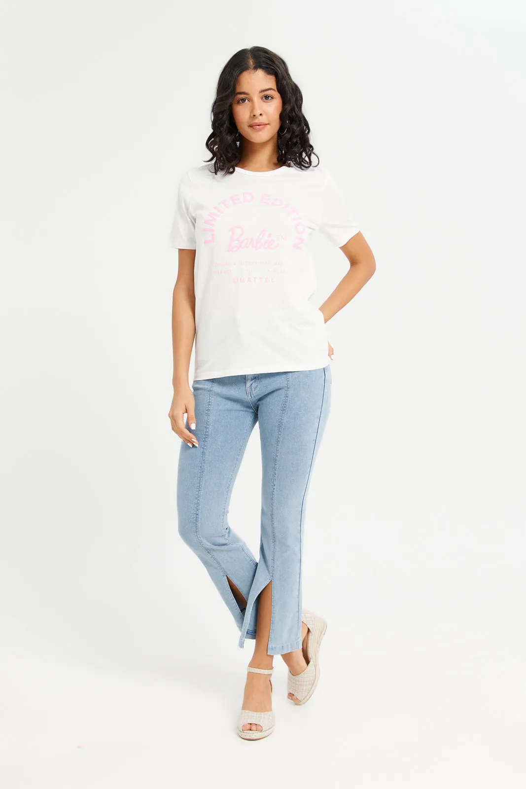 Women White Barbie Printed T-Shirt sold by Redtag product image thumbnail 2