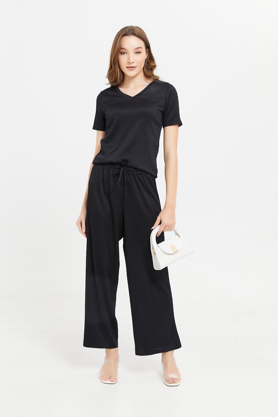 Women Black Jacquard Straight Trouser sold by Redtag product image thumbnail 2