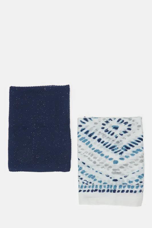 Women Assorted Plain And Printed Scarf Set (2 Piece) sold by Redtag