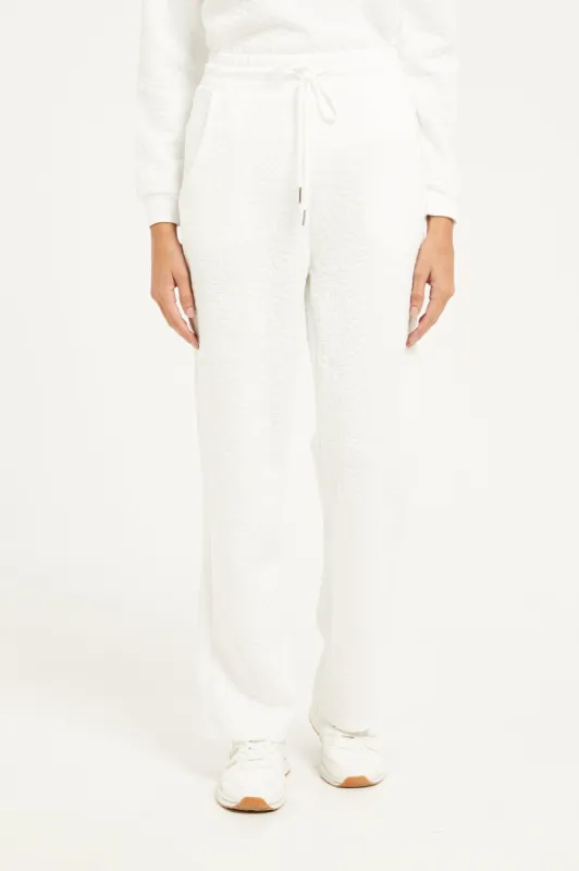 Women White Quilted Joggers sold by Redtag