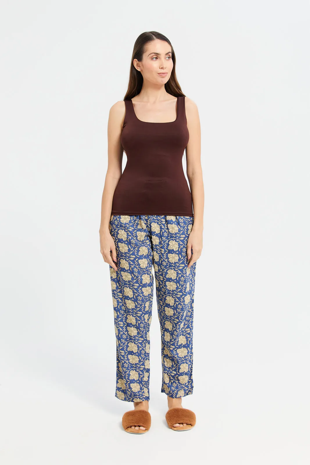 Women Burgundy Plain Layered Tank Top sold by Redtag product image thumbnail 2