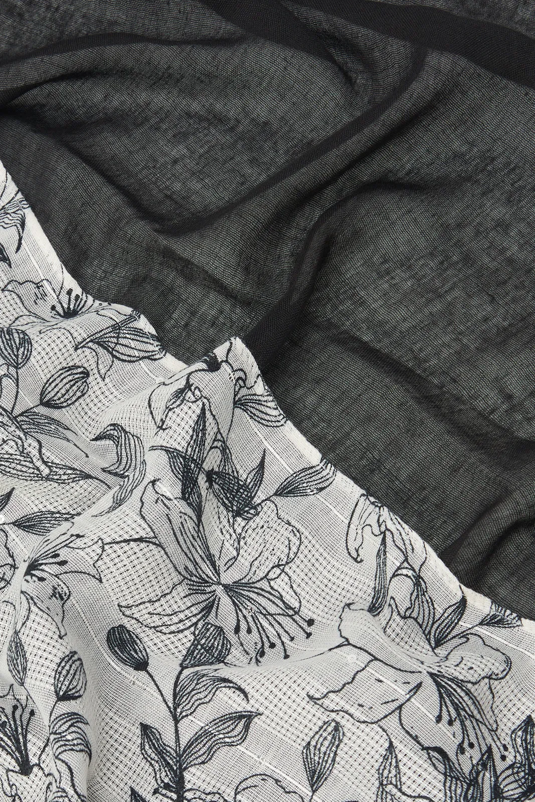 Women Black And Grey Solid And Printed Pashmina Scarf (Pack of 2) sold by Redtag product image thumbnail 2