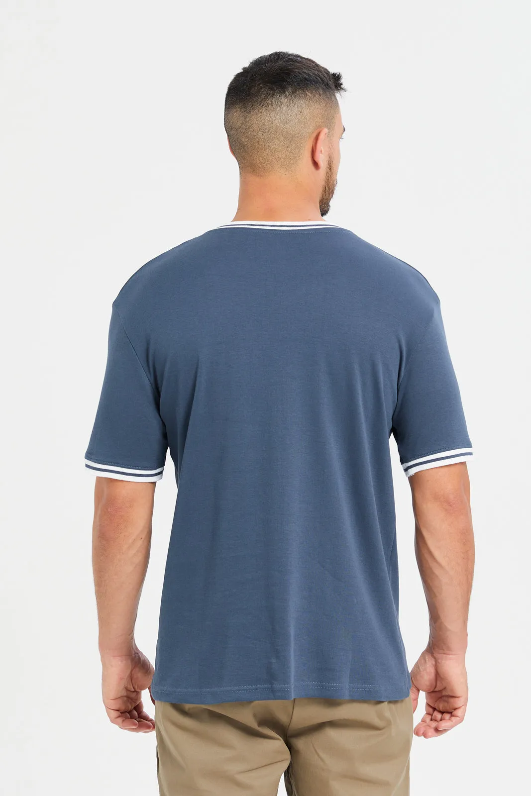 Men Blue Printed Varsity T-Shirt sold by Redtag product image thumbnail 3