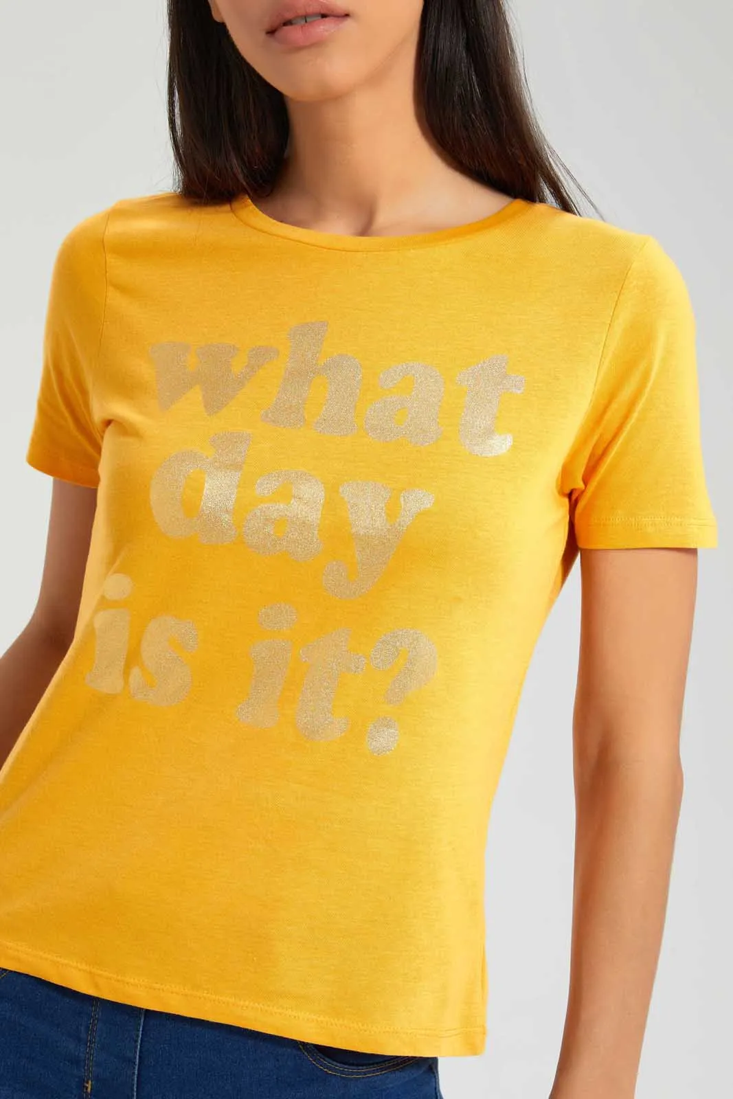 Yellow Printed T-Shirt sold by Redtag product image thumbnail 3