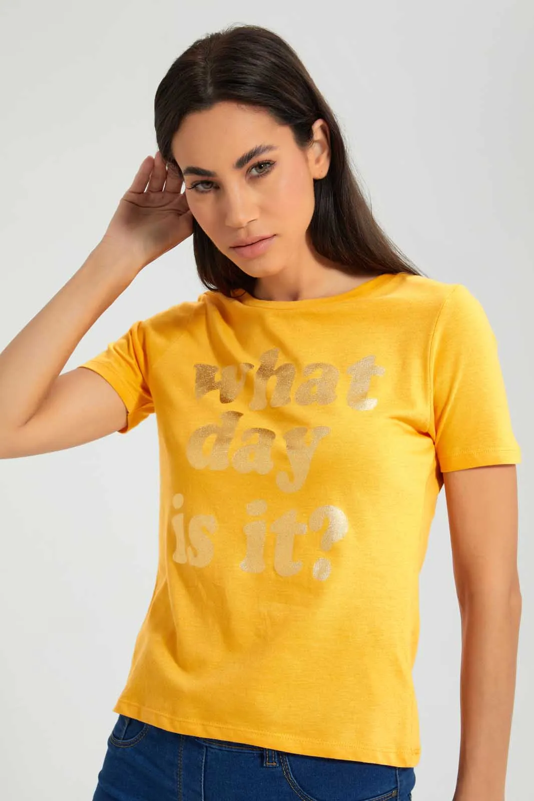 Yellow Printed T-Shirt sold by Redtag