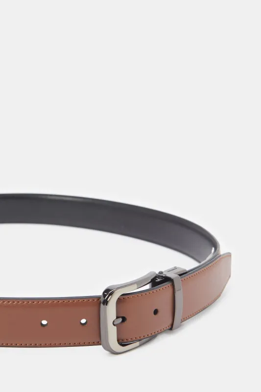 Men Black And Tan Twist Buckle Belt sold by Redtag