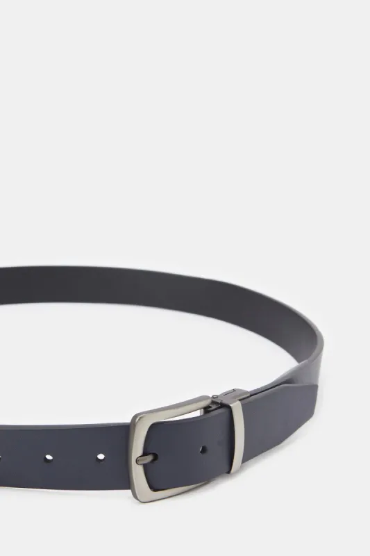 Men Navy And Black Twist Buckle Belt sold by Redtag