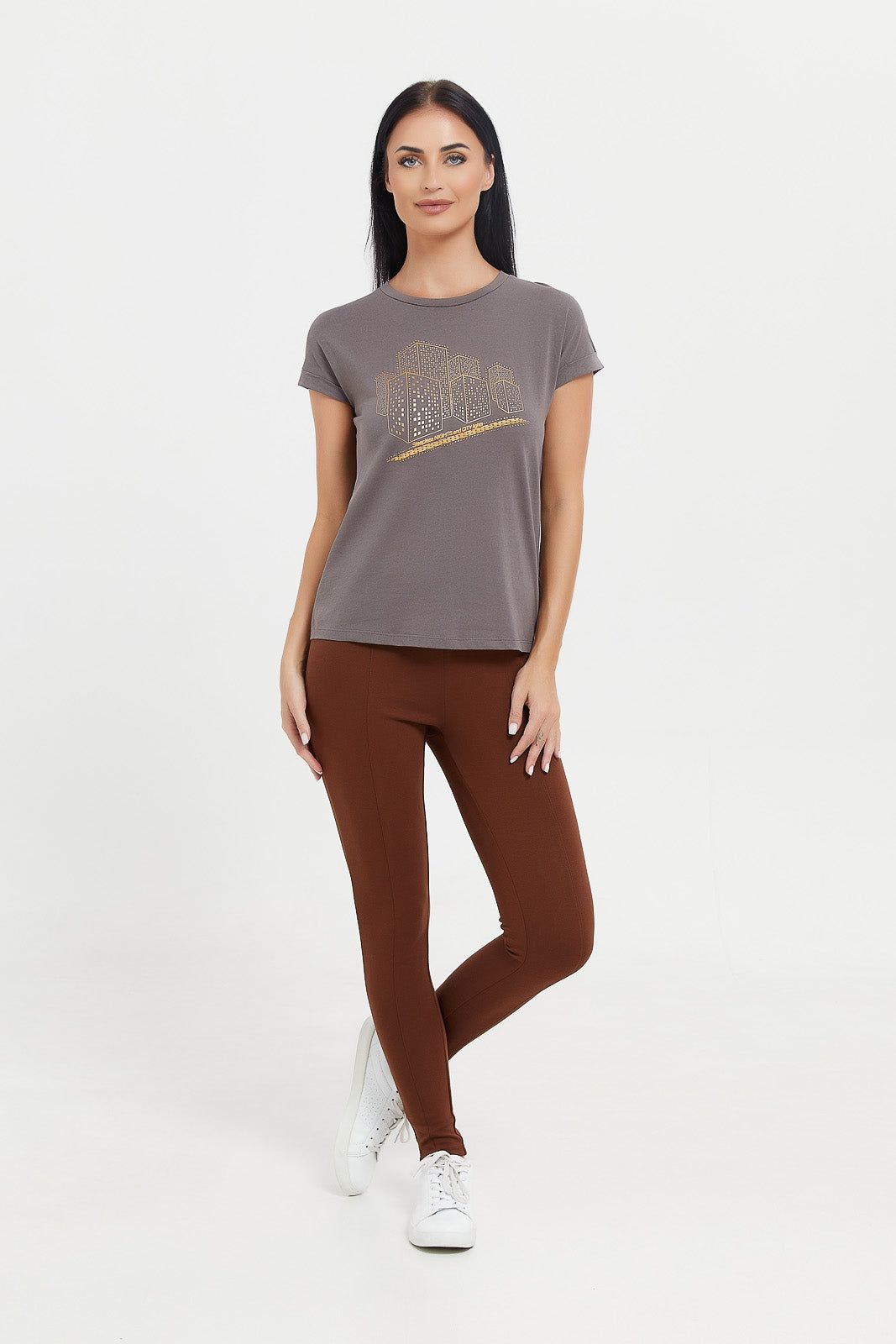 Women Charcoal Embellished T-Shirt sold by Redtag product image thumbnail 2