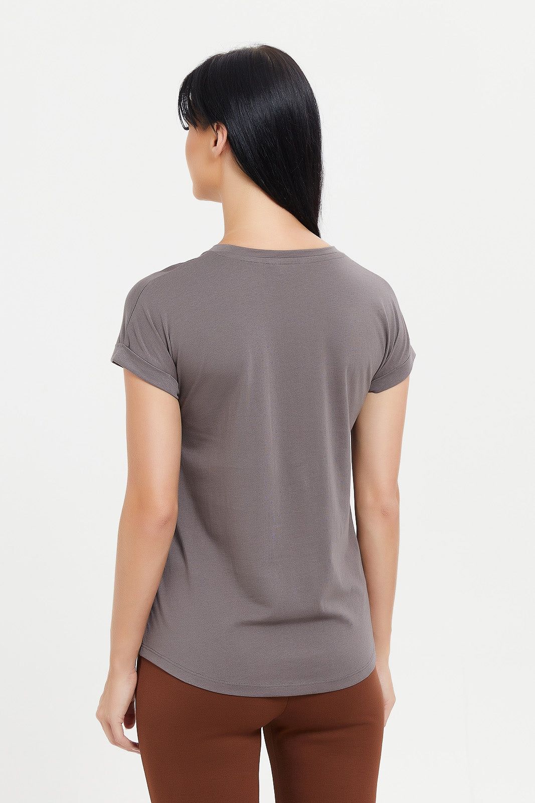 Women Charcoal Embellished T-Shirt sold by Redtag product image thumbnail 3