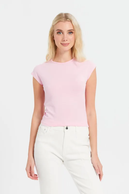 Women Pink Round Neck Top sold by Redtag
