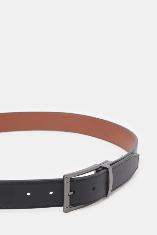 Men Black And Tan Twist Buckle Belt sold by Redtag
