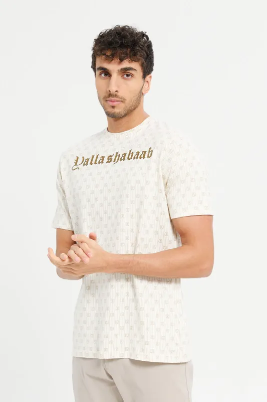 Men Beige Yalla Shabab T-Shirt sold by Redtag
