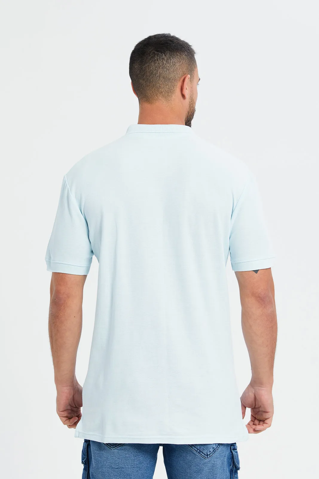 Men Blue Basic Polo Shirt sold by Redtag product image thumbnail 3