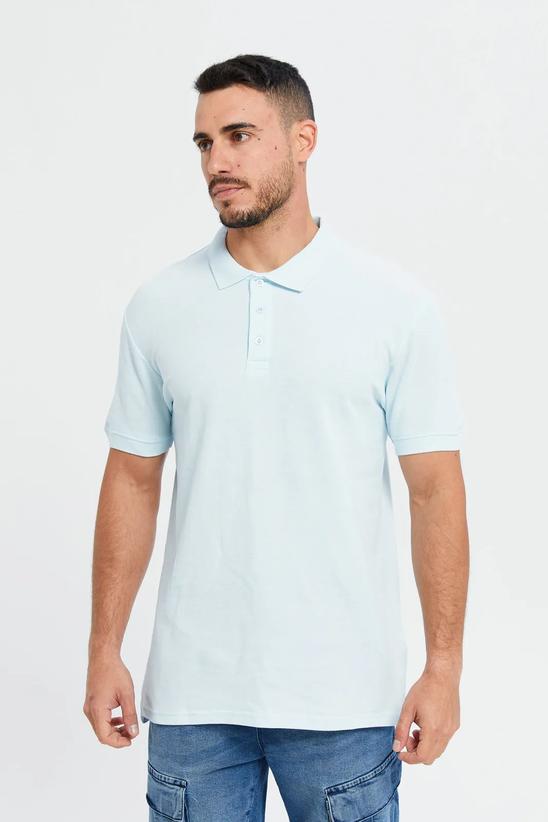 Men Blue Basic Polo Shirt sold by Redtag