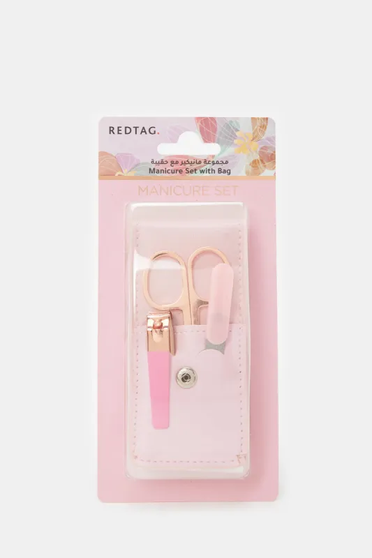 Women Pink Plain Manicure Set With Bag (3 Piece) sold by Redtag