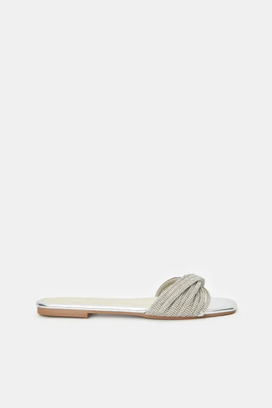 Women Silver Textured Sandal sold by Redtag