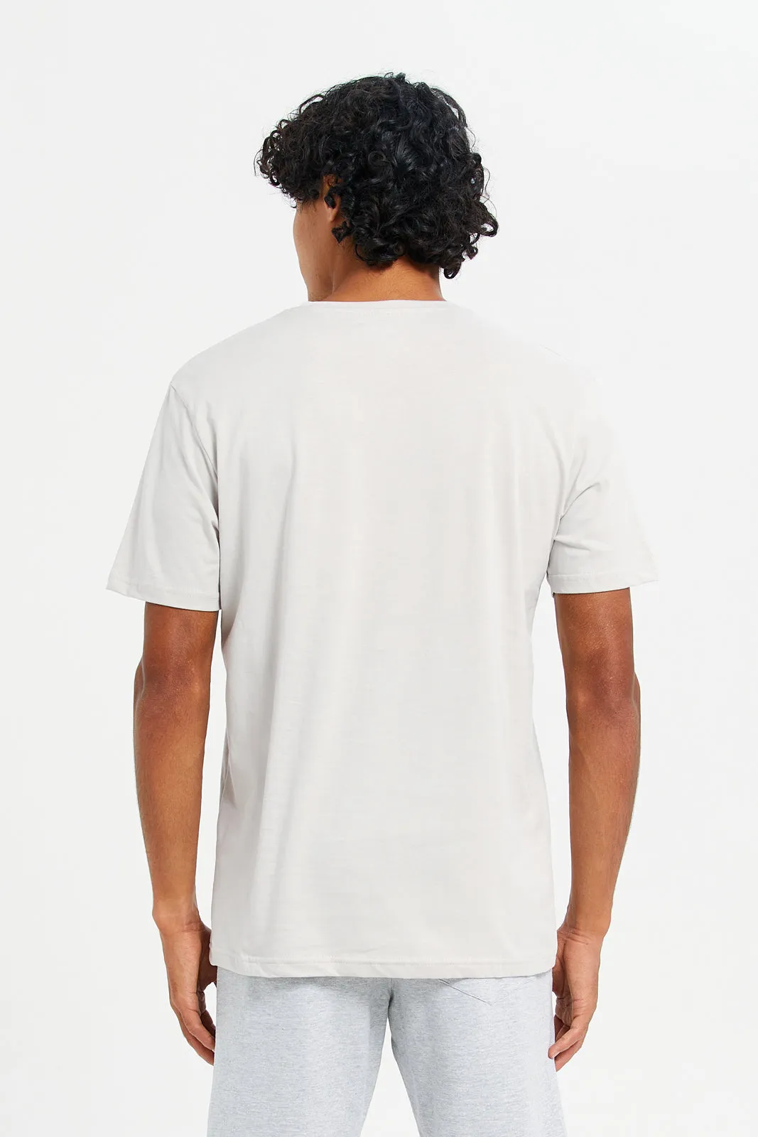 Men Grey Round Neck T-Shirt sold by Redtag product image thumbnail 3