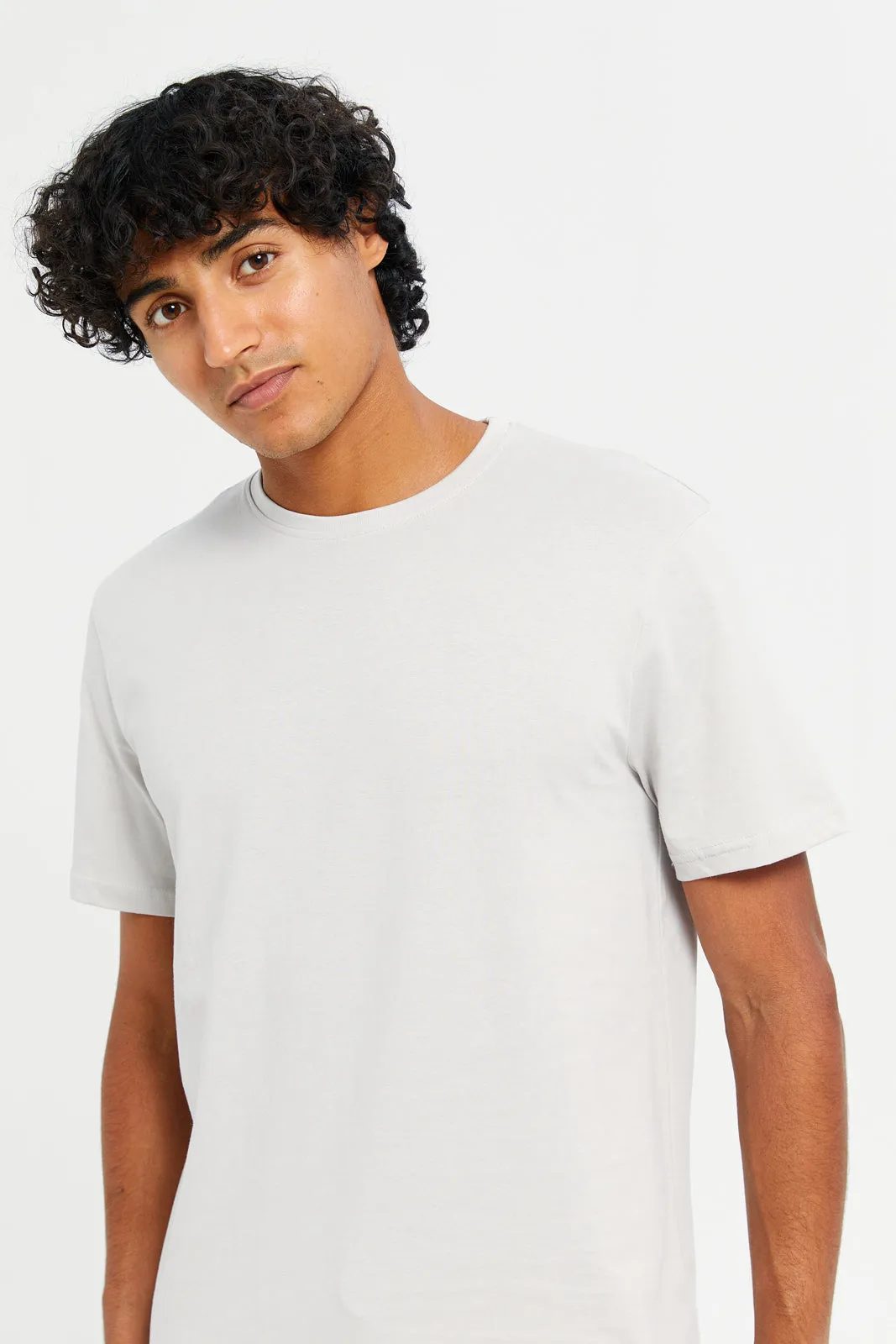 Men Grey Round Neck T-Shirt sold by Redtag product image thumbnail 4