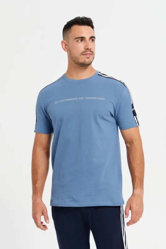 Men Blue Printed Active T-Shirt sold by Redtag