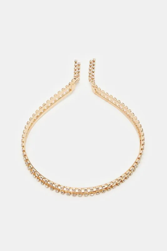 Women Gold Embellished Headband sold by Redtag