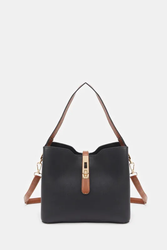 Women Black Bucket Bag sold by Redtag