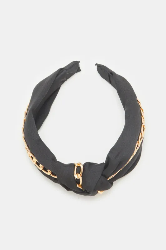 Women Black Embellished Headband sold by Redtag