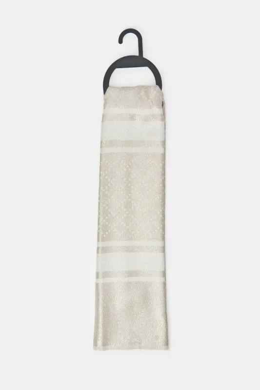 Women White And Gold Printed Scarf sold by Redtag