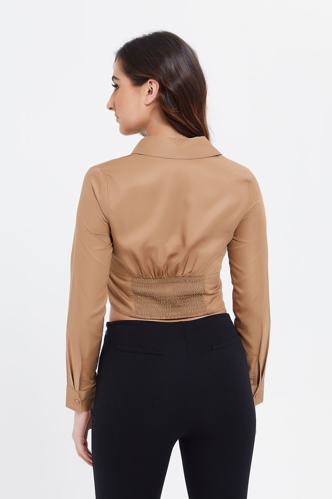 Women Taupe Shirt With Bustier sold by Redtag product image thumbnail 3