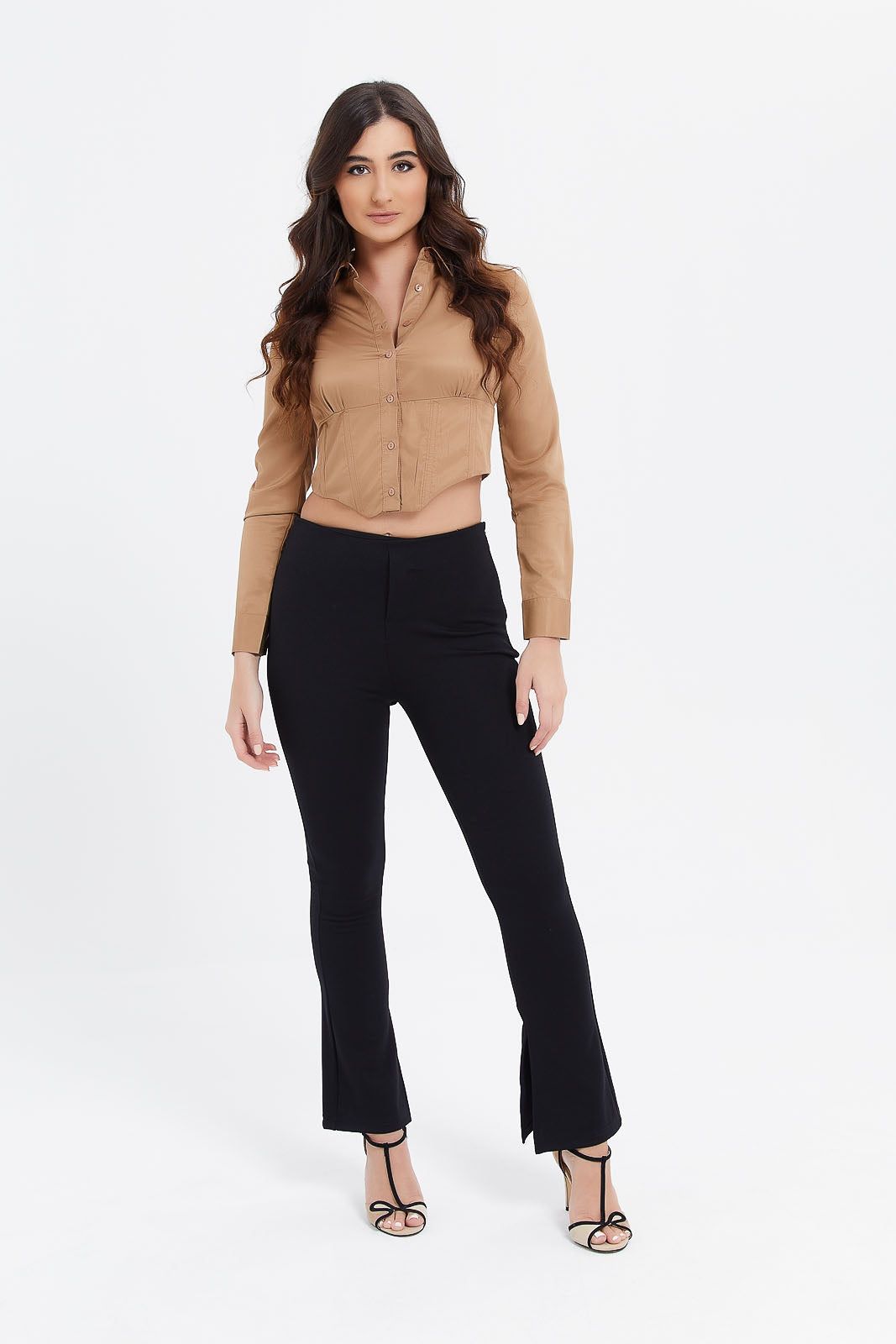 Women Taupe Shirt With Bustier sold by Redtag product image thumbnail 2