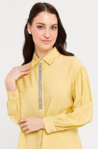 Women Yellow Embellished Trim Detailed Blouse sold by Redtag