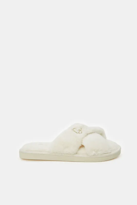 Women Beige Crisscross Bridal Slipper sold by Redtag