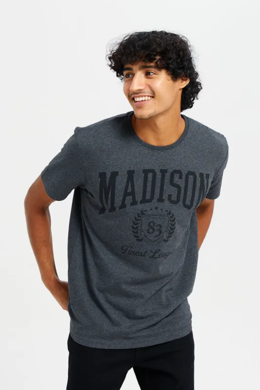 Men Charcoal Graphic T-Shirt sold by Redtag