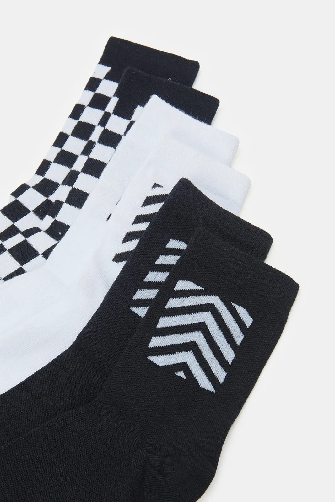 Women White And Black Checkered Sporty Length Socks (3 Pairs) sold by Redtag product image thumbnail 3