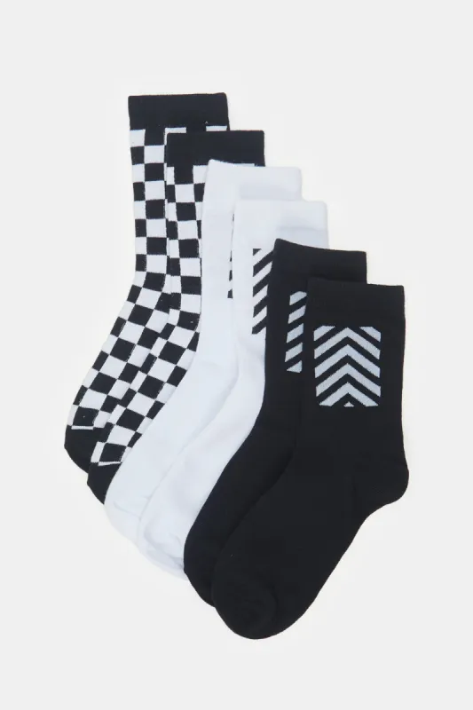 Women White And Black Checkered Sporty Length Socks (3 Pairs) sold by Redtag