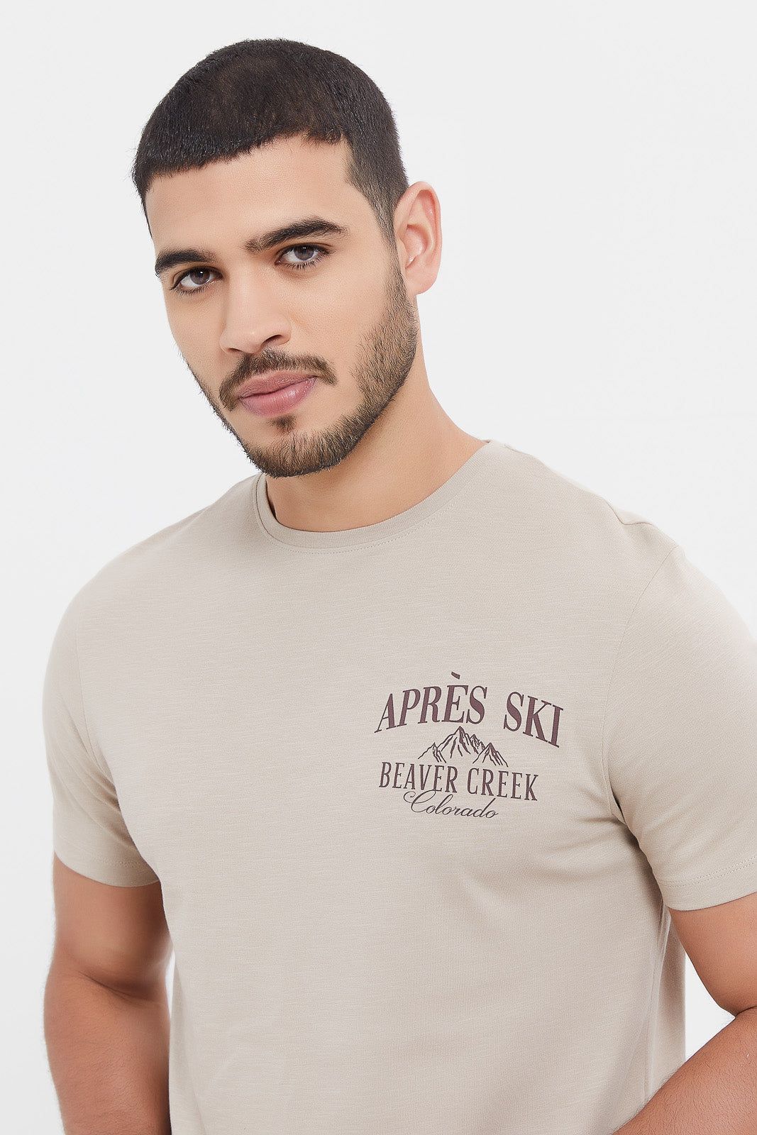 Men Beige Graphic T-Shirt sold by Redtag product image thumbnail 4