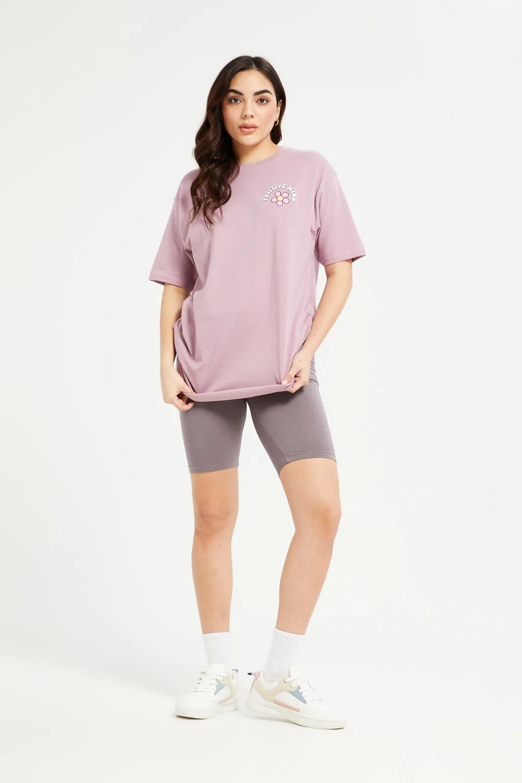 Women Mauve Lady Printed Oversize T-Shirt sold by Redtag product image thumbnail 2