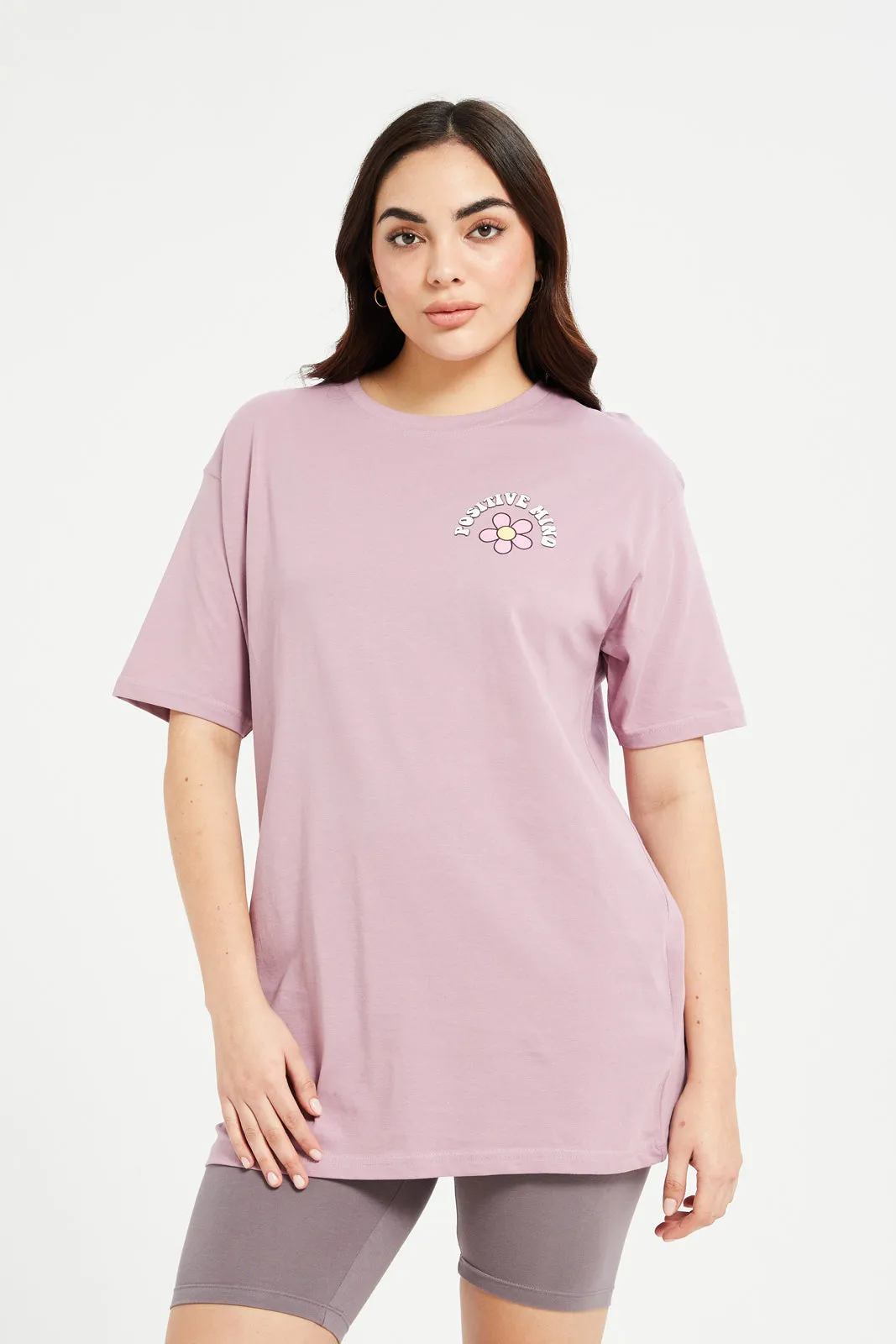 Women Mauve Lady Printed Oversize T-Shirt sold by Redtag