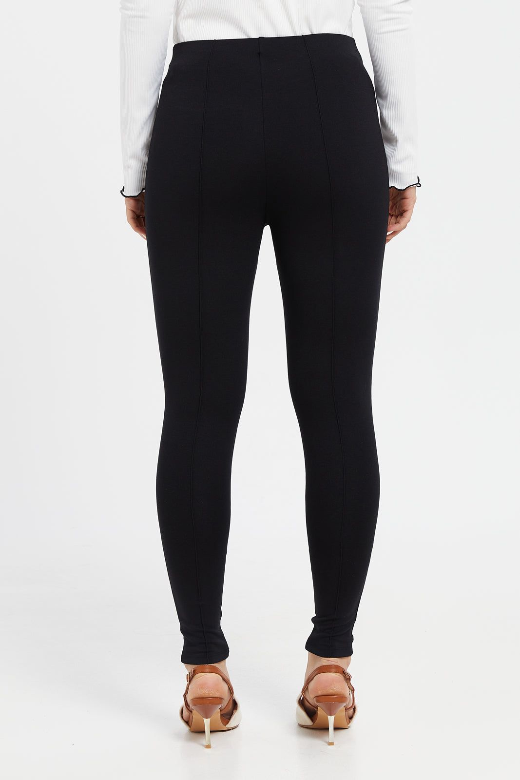 Women Black Single Pleat Leggings sold by Redtag product image thumbnail 3