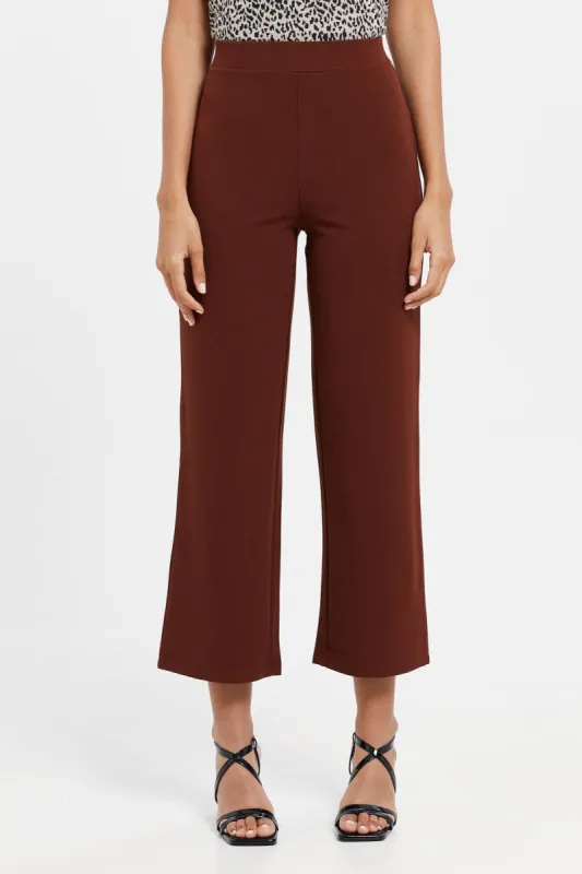 Women Brown Straight Trousers sold by Redtag
