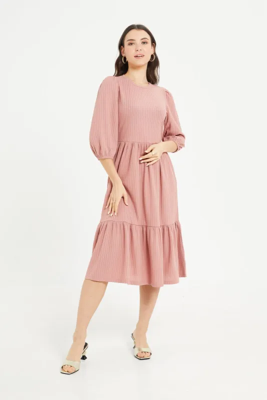 Women Pink Tiered Dress sold by Redtag