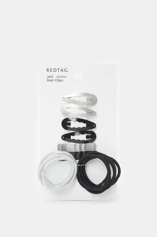 Women Silver And Black Hair Accessory Set sold by Redtag