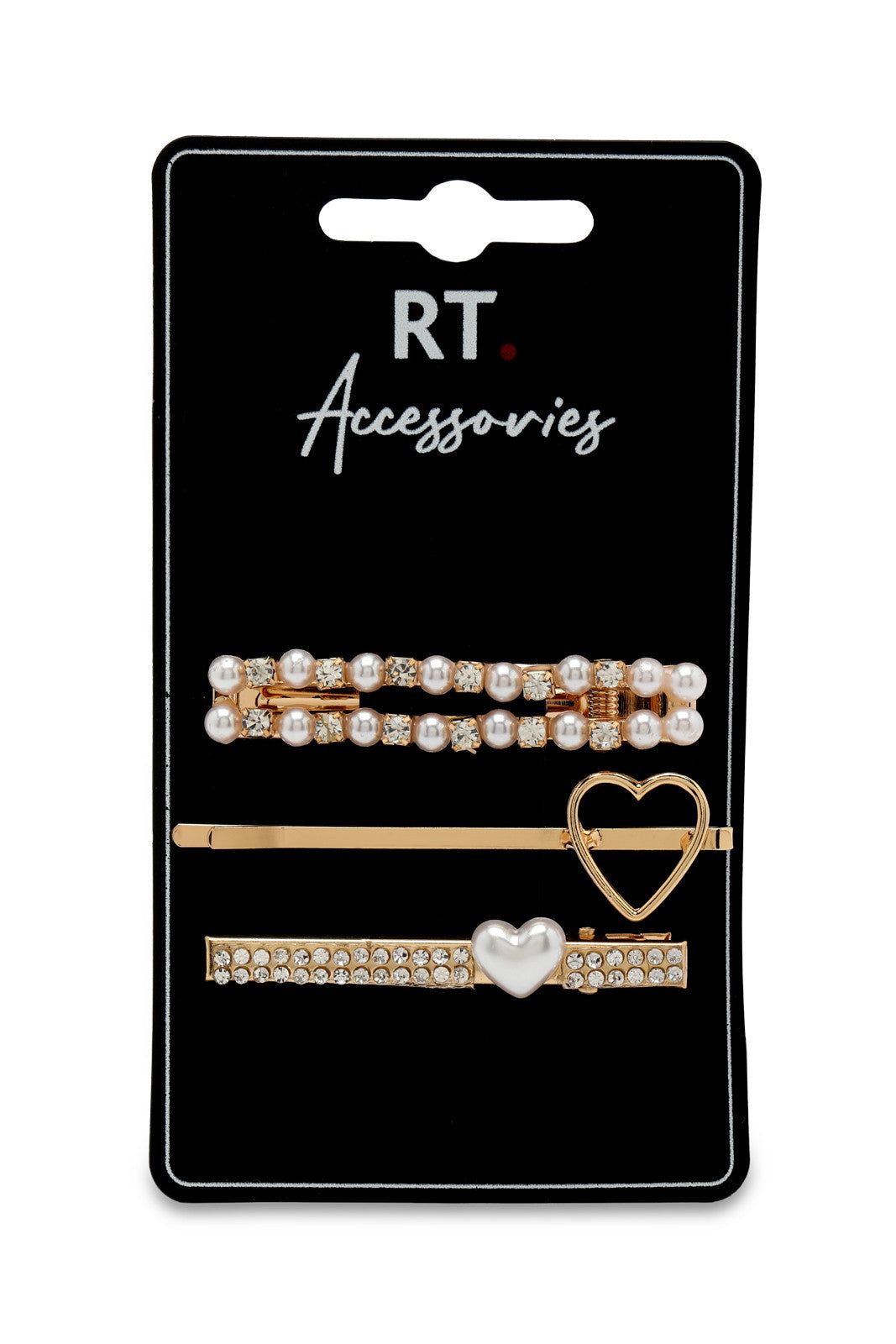 Women Gold Embellished Hair Clips Set (3 Pieces) sold by Redtag