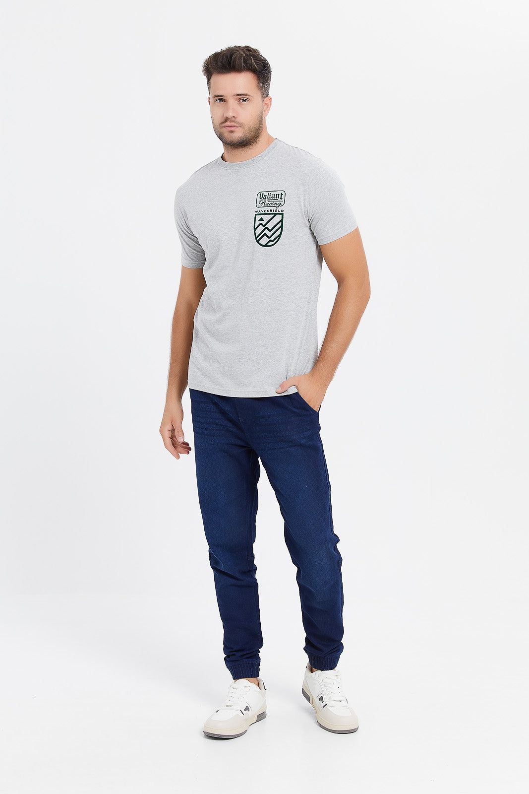 Men Grey Back Print T-Shirt sold by Redtag product image thumbnail 2