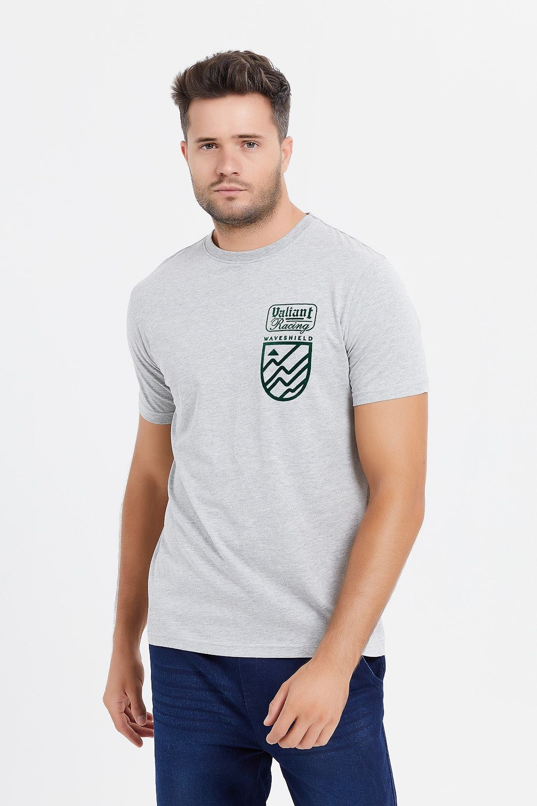 Men Grey Back Print T-Shirt sold by Redtag