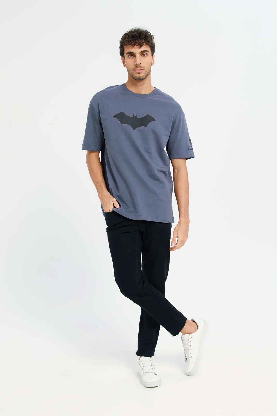 Men Charcoal Batman Oversize Terry T-Shirt sold by Redtag product image thumbnail 2