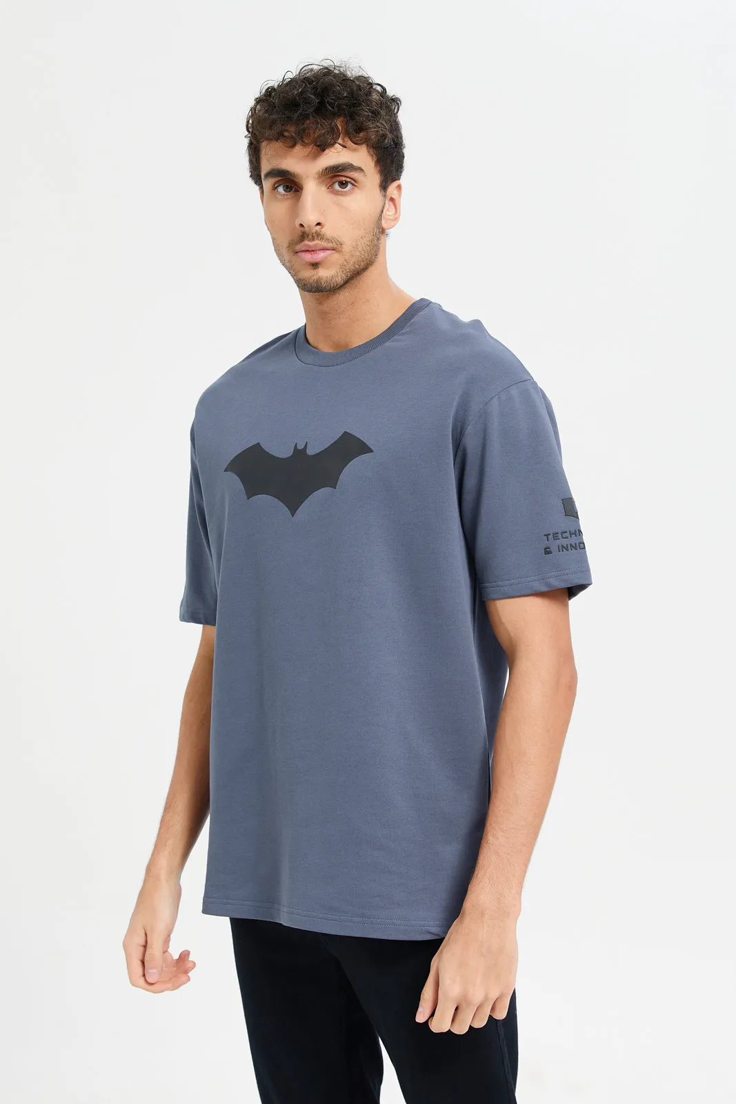 Men Charcoal Batman Oversize Terry T-Shirt sold by Redtag