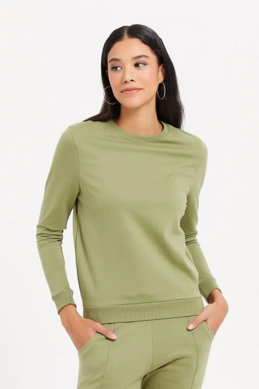 Women Green Plain Basic Sweatshirt sold by Redtag